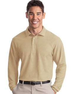 Custom embroidered Port Authority ® - Long Sleeve Silk TouchT Polo. K500LS 