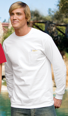 Port & Company - 100% Cotton Long Sleeve T-Shirt with Pocket. PC61LSP, embroidered left chest.