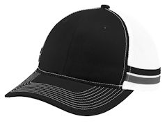 embroidered Port Authority ® Two-Stripe Snapback Trucker Cap. C113