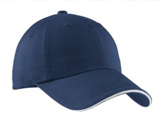 custom embroidered Port Authority Signature® - Unconstructed Sandwich Bill Cap with Striped Closure. C830.